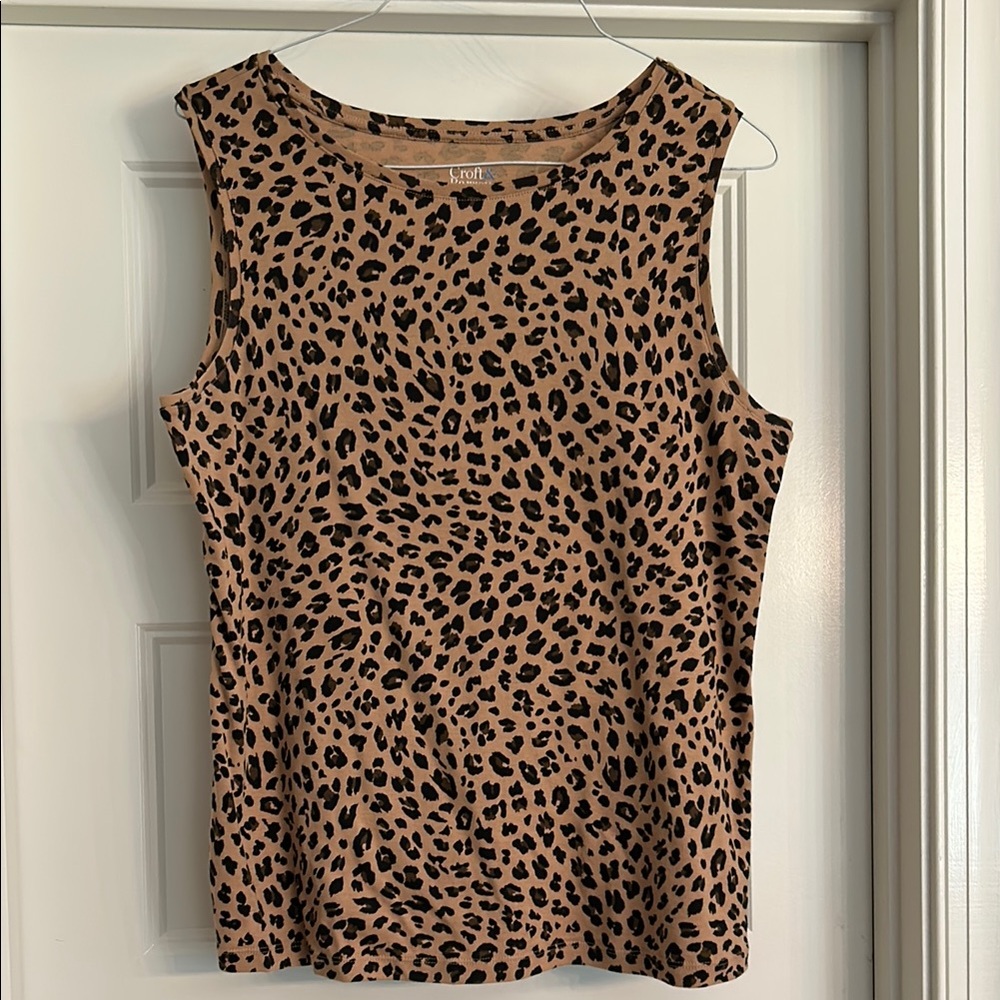 Croft & Barrow Brown and Tan Fitted Sleeveless Tank Top